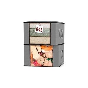 edihome, Sac de Rangement Vetement, (2 pi&egrave;ces), Sac, Boite Sous le Lit, Caisse Pliable, en Tissu Solide, Poign&eacute;es Renforc&eacute;es (Gris clair, Pack de 2)