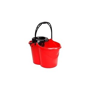 MAYA Seau Ovale avec égouttoir de 15 l. avec poignée Ergonomique. Égouttoir Gris. Fabriqué en PPL. Grande variété de Couleurs (Rouge)