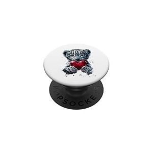 Tête de léopard des neiges, léopard blanc, amateur de léopard des neiges PopSockets PopGrip Adhésif