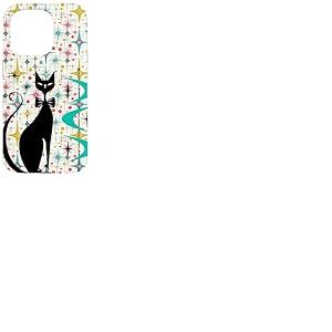Style rétro Atomic Era Mid Century Kitty Star Fond Coque pour iPhone 15 Pro
