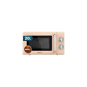 Cecotec Micro-ondes mécanique avec grill Proclean 3110 Retro Beige. 20 L, 700 W en 6 niveaux, minuterie jusqu'à 30 minutes, mode dégivrage, design vintage en beige, finitions en acier.