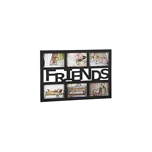 Relaxdays 10021992 Cadre photos Friends pour 6 photos Galerie Photothèque mural plastique HxlxP: 33 x 48 x 1,5 cm, noir