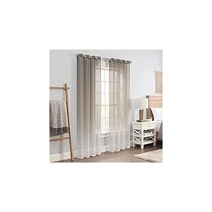 Eclipse INES Lot de 2 Rideaux de fen&ecirc;tre &agrave; &oelig;illets textur&eacute;s ombr&eacute;s, Filtre la lumi&egrave;re, pour Chambre &agrave; Coucher, 132,1 x 213,4 cm, Gris