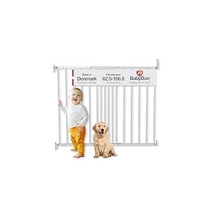 BabyDan Copenhagen, 62,5-106,8 cm, Barrière d'escalier/barrière pour bébé/barrière de sécurité extensible, métal, blanc, fabriqué au Danemark - (barrière pour animaux/barrière pour chien)