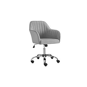 Yaheetech Chaise de Bureau Chaise d'Ordinateur Fauteuil Inclinable Rotative &agrave; 360&deg; en Velours avec Hauteur d'Assise R&eacute;glable pour la Maison/Le Bureau Gris Clair
