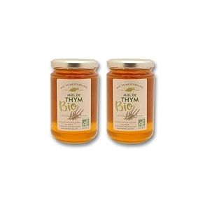Miel Bio de Thym 400g - R&eacute;colt&eacute; en Gr&egrave;ce - Miel certifi&eacute; AB Agriculture Biologique, pur et non pasteuris&eacute; - Les Ruchers du Luberon (Lot de 2)