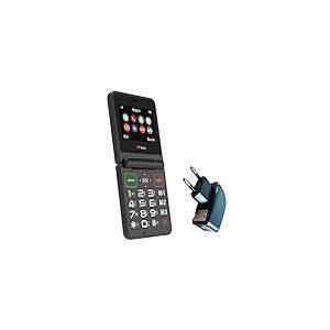 TTfone TT660 Téléphone Portable à clapet pour Les Personnes âgées - Design Pliable, Gros Boutons, Assistance en Cas d'urgence, Longue autonomie de Batterie (avec Chargeur Secteur)