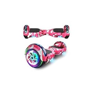 SISIGAD Trottinette auto-équilibrée de 6,5 pouces avec haut-parleur Bluetooth, roues et lumières LED | Balance HoverBoard | Rose camouflage