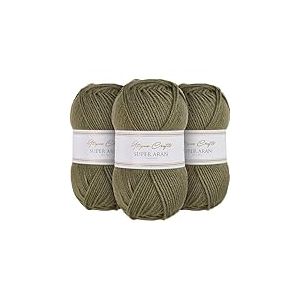 Utopia Crafts Super Aran Lot de 3 pelotes de fil à tricoter et crochet 100 g Sauge