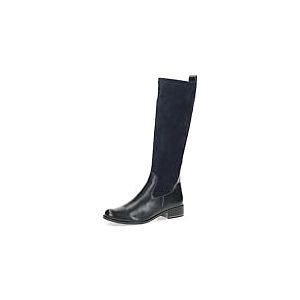 CAPRICE Bottes hautes pour femme sans talon Airmotion en cuir jusqu'au genou Largeur G, Nappa bleu marine., 37 EU