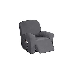 BellaHills Housse de Chaise inclinable Extensible pour Salon avec Poche latérale, Jacquard épais et Doux à Petits Carreaux, Housse de Chaise inclinable Standard/surdimensionnée, Gris Anthracite