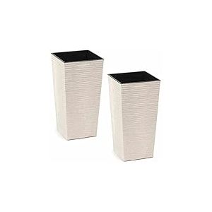 Eco Nizza Lot de 2 Pots de Fleurs Blanc 25 cm