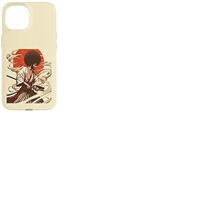 Samoura&iuml; Afro - Illustration Japonaise Guerrier Noir Coque pour iPhone 15