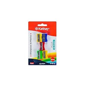 Kathay 86614099. Lot de 5 taille-crayons en plastique avec lame en acier, 8 mm, couleurs assorties