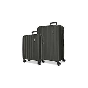 Movom Wood Set de Bagages Gris 55/70 cms Rigide ABS Serrure TSA 119L 4 roues doubles Bagage à main