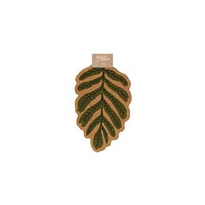 BOLTZE 2069658 Paillasson en Forme de Feuille (Couleur Naturelle/Vert, en PVC et Coco, L x l x H) : 68 x 40 x 1,5 cm, Forme de Feuille, antidérapant, paillasson, Accessoire d'intérieur