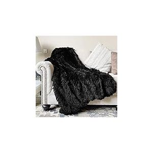 JONIYEAR Couverture en Fausse Fourrure pelucheuse à Poils Longs Extra de 7,1 cm de Long, 127 x 152,4 cm, Couverture décorative en Fourrure Douce et Confortable, pour canapé-lit, Jolie Couverture pour