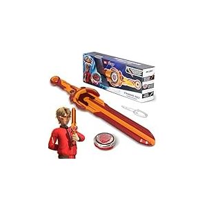INFINITY NADO toupie métallique, avec Lanceur d'épée, toupie Lumineuse, pour Enfants garçons Filles de 5, 6, 7, 8, 9, 10 Ans et Plus, Blazing War Bear, Rouge.