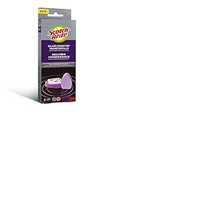 Scotch-Brite Recharges Brosse Plaque de Cuisson, Lot de 2 – Sans Rayures, Sans Produits Chimiques, Élimine Résidus Incrustés, Violet