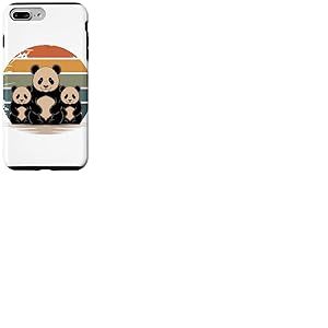 Retro Coucher De Soleil Panda Silhouette Pandas Coque pour iPhone 7 Plus/8 Plus