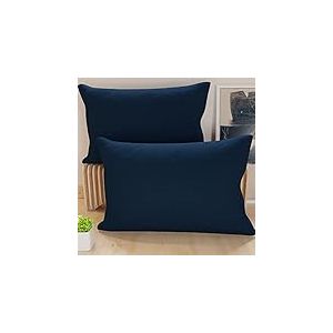 PETTI Artigiani Italiani - Lot de 2 Taies d'oreiller de Lit 50x80 cm, Housses de Coussin Unies Couleur Bleu Nuit, Taie Oreiller 100% Microfibre Hypoallerg&eacute;nique, Fabriqu&eacute; en Italie