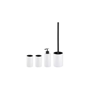 kela 390232 Set WC, 4 pièces, 1 Distributeur de Savon + 2 Gobelets + 1 Garniture WC, en Céramique et Plastique, Blanc, Matsi