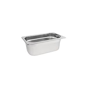 Vogue Bac Gastronorme inox GN 1/4 100mm, profondeur : 100 mm, capacité : 2,5 litres, bac de conservation des aliments chauds et froids, compatible bain marie, couvercle vendu séparément, K819