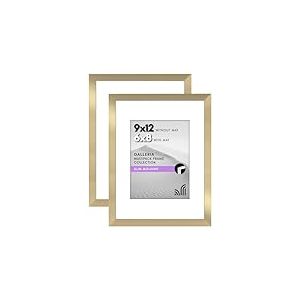 Americanflat Lot de 2 cadres photo dorés de 22,9 x 30,5 cm – Utilisation comme cadre photo de 15,2 x 20,3 cm avec passe-partout ou cadre de 22,9 x 30,5 cm sans passe-partout – Cadre photo de collage