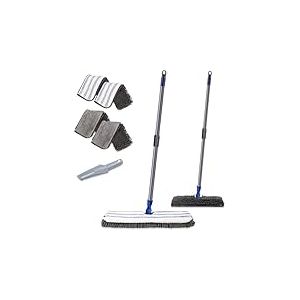Mastertop Dispositif de Nettoyage de Sol Double Face - Balai en Microfibre 360&deg;, Balai &agrave; Franges s&egrave;ches et humides, Balai Plat pour Bois Dur, stratifi&eacute;, Vinyle, carrelage - 4 recharges de serpill&egrave;res