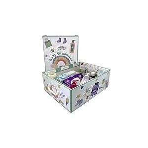 Lavatelli Baby Organizer, Boîte de Rangement pour Bébé en Carton, 32×42×17,5 cm, avec 4 Séparateurs, pour Couches, Lingettes, Tétines, Vêtements, Jouets, Table à Langer, Chambre d’Enfant