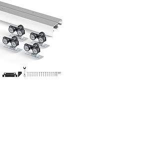 VEVOR Kit quincaillerie pour porte coulissante 1524 mm, kit rail pour porte de placard coulissante robuste en alliage d'alu avec poign&eacute;es &agrave; doigts, pour syst&egrave;me 2 portes, pour &eacute;paisseur porte 35-45 mm