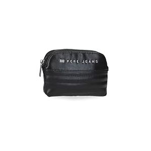 Pepe Jeans Joumma Bags Biker Trousse de Toilette Sac &agrave; Bandouli&egrave;re Parfait pour Organiser, Multiples Compartiments, Noir, Monedero redondo, Sac &agrave; main rond