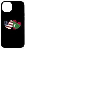 Drapeau américain des Maldives en Forme de cœur avec Double Drapeau américain Coque pour iPhone 14 Plus