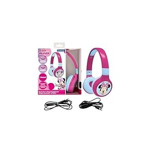 Lexibook - Disney Junior Minnie -Casque Audio 2-en-1 Bluetooth & Filaire avec Micro et Bouton de contrôle, Batterie Rechargeable Longue durée HPBT010MNLXB