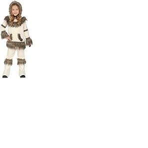 FIESTAS GUIRCA | Costume d'Esquimau Enfant (5-6 ans) - Chemise, Cagoule et Pantalon - Costumes de Cultures du Monde pour Halloween, Carnaval et Fêtes Costumées - Unisexe - Beige et Marron