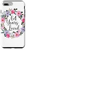 Floral 64 Year Old 64th Birthday Men Women 64 Years Loved Coque pour iPhone 7 Plus/8 Plus