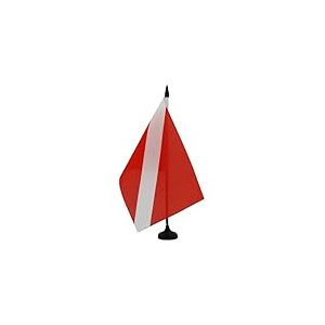 AZ FLAG - Drapeau De Table Pavillon de plongée sous-marine 21x14 cm - Petit Drapeau Pavillon Rouge De Bureau 100% Polyester Avec Hampe De 25cm Et Socle En Plastique Noir