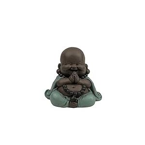 Zen'Light SR1 Statue Bouddha Rieur Céramique Blanc/Argent 17 x 13 x 12 cm