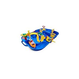 AquaPlay LockBox 8700001516 - Train Aquatique comme Valise de Transport avec 27 pièces - Kit de Jeu Comprenant 1 Voiture amphibie et Bateau à conteneurs - pour Enfants à partir de 3 Ans - Bleu