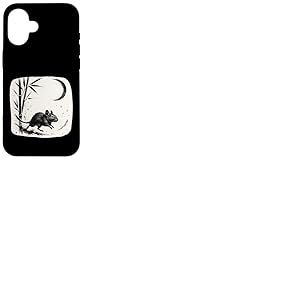 Peinture à l'encre Sumi e Degu en bambou, lune et nuit Coque pour iPhone 16