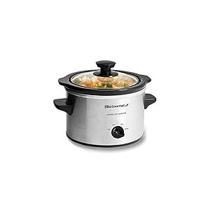 Elite Gourmet MST-250XS# Mijoteuse &eacute;lectrique avec cuve en c&eacute;ramique, temp&eacute;rature r&eacute;glable, pour entr&eacute;es, sauces, soupes, r&ocirc;tis, plats mijot&eacute;s, passe au lave-vaisselle (1,4 L, acier inoxydable)