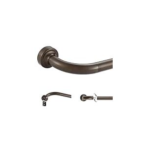 Tringle à rideau réglable en forme de disque avec embouts et supports en aluminium, 71 à 122 cm, design enveloppant
