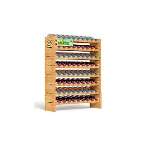 NutriChef Casier &agrave; Vin en Bambou 72 Bouteilles &ndash; &Eacute;tag&egrave;re Empilable 8 Niveaux Autoportante, Rangement Modulaire pour Cave et Cuisine, 85 x 25,4 x 105 cm
