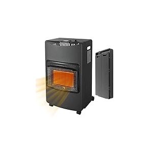 White by Brigros DA-201 Po&ecirc;le &agrave; gaz pliable, infrarouge, allumage pi&eacute;zo&eacute;lectrique, compatible GPL/butane/propane, compartiment pour bouteille de gaz jusqu'&agrave; 15 kg, syst&egrave;me ODS, 4200 W, noir