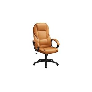 SONGMICS Chaise Ergonomique, Fauteuil Gamer, Siège Gaming Pivotant, Hauteur Réglable, pour Bureau, Télétravail, avec roulettes, Marron Caramel OBG022K01, 7370(112-122) cm