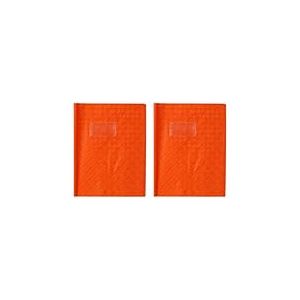 Calligraphe 72018C Un Protège-Cahier Grain Losange Orange - 17x22 cm - 18/100ème avec Porte-Étiquette - PVC Opaque (Lot de 2)