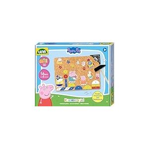 Lena® Jeu du Marteau Peppa Pig – Set Créatif avec 44 Pièces Colorées, Marteau, Clous et Plaque en Liège, dès 3 Ans