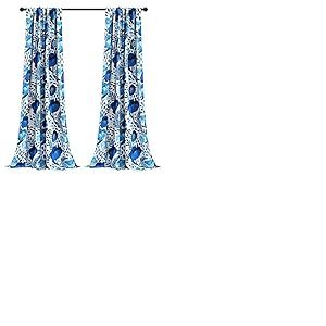 Lush Decor Lot de 2 Rideaux de fenêtre occultants pour Salon, Salle à Manger, Chambre à Coucher - Bleu Coquelicot - 213,4 cm x 132,1 cm