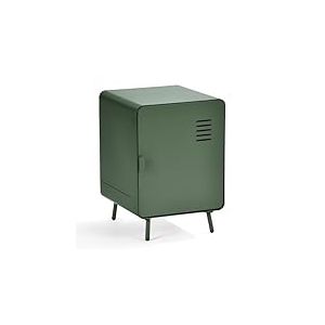 MEUBLE COSY Table de Chevet avec Porte et Deux Étagères Meuble de Rangement Casier en Métal pour Salon Chambre Bureau, Industriel, Vert, 40x40x57cm