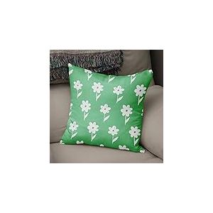 BonaMaison Housse de Coussin Motif, Vert pétrole et Blanc Taie d'oreiller pour Lit Voiture Canapé Maison Salon Chambre, Décoration D'intérieur, 43x43cm - Conçu et Fabriqué en Turquie